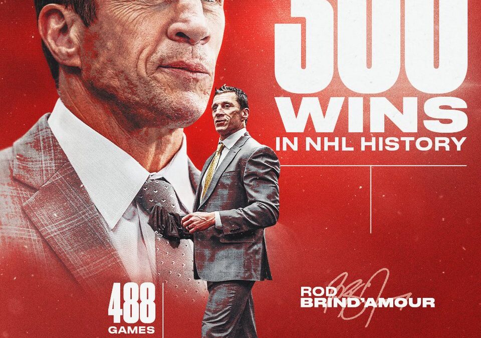 Rod Brind’Amour becomes the fastest coach to 300 wins in NHL history