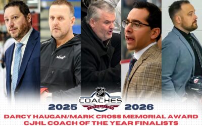 CJHL announces its finalists for Darcy Haugan/Mark Cross Memorial Award for CJHL Coach of the Year, presented by the NHL Coaches’ Association